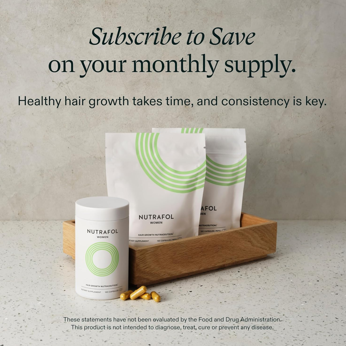 Nutrafol Women's Hair Growth Supplements 120 Capsules – 1 Month Supply Refill Pouch