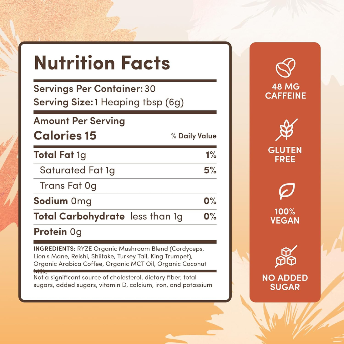 RYZE Mushroom Instant Coffee 6.35 fl oz. 30 servings (2 Pack)